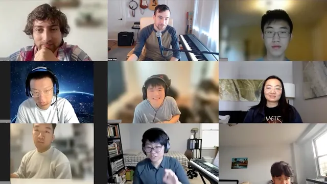 Synthase instructors and students meeting in an online music class